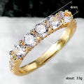 Gold Five Stone Clear Row Finger Ring Pave Shoulders view 5