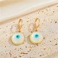 Gold Tone Round Pearl Blue Evil Eye Pendant Necklace and Earrings view 4