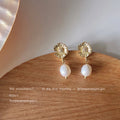 Pearl Drop Stud And Hoop Earrings Gold Silver Seven Styles view 6