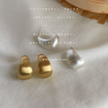 Brushed Chunky Curved Stud Earrings In Silver And Gold Tone view 2