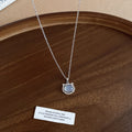Silver Tone Cat Pendant Necklace with Clear Crystal Border view 1