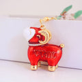 Ram Shaped Metal Keychain With Clear Stone Collar, Five Variants view 6