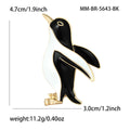 Black and White Enamel Penguin Brooch with Gold Tone Details view 4