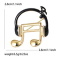 Headphone Music Note Brooch With Faceted Crystals And Polished Metal Details view 7