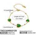 Gold Heart Glass Stone Necklace Bracelet Earring Sets view 6