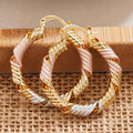Tricolor Rope Twist Hoop Earrings in Tricolor Metals view 3