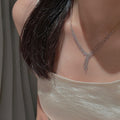 Silver Tone Grain Pendant Necklace with Chain Fringe view 3