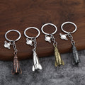 Rocket And Planet Metal Keychain In Four Metallic Finishes view 1