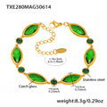 Gold Marquise Czech Glass Station Bracelets Multicolor Stones view 9