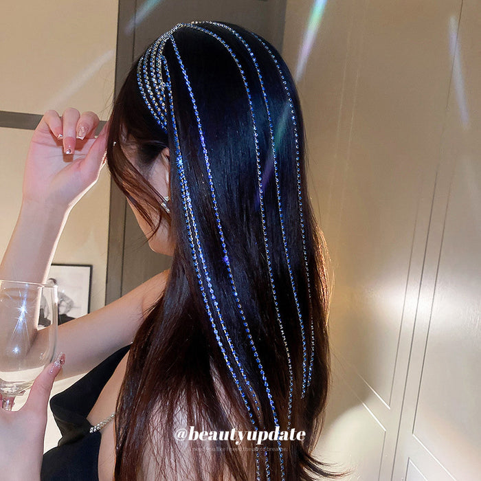 Six Rhinestone Fringe Headband Styles In Silver Gold And Blue