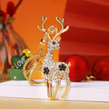 Jeweled Small Deer Keychains in Black and Red with Braided and Plain Loops view 8