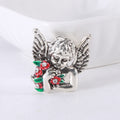 Flower Holding Angel Brooch in Gold or Silver Decorative Lapel Pin view 7