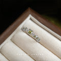Silver Tone Olive Green Center And Clear Stone Open Ring view 3