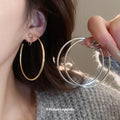 Large Thin Hoop Clip Earrings in Gold and Silver Tone view 1