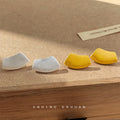 Brushed Irregular Plate Stud Earrings Gold and Silver Tone view 3