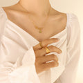 Smile Script Pendant Necklace Shell Face Gold Steel Tone view 4