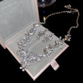 Rhinestone Leaf Flower Necklace Earring Set Three Colors view 8