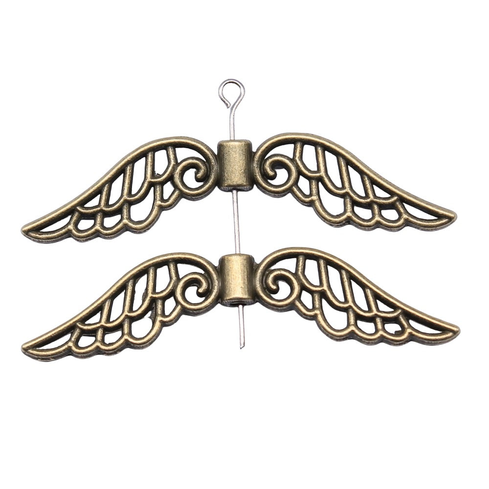 52x12mm 2.9g Zinc Alloy Long Wing Loose Metal Beads for DIY Bracelet Necklace Jewelry Making