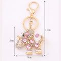 Rhinestone Elephant Keychain Gold Clasp Pink Purple Variants view 2