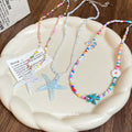 Rainbow Seed Bead Choker And Glitter Starfish Necklace view 3