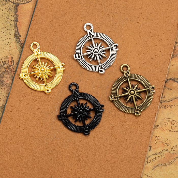 25mm Vintage Alloy Compass Wheel Charm Pendant
