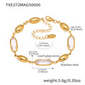 Gold Oval Czech Glass Station Bracelet Stainless Steel view 7