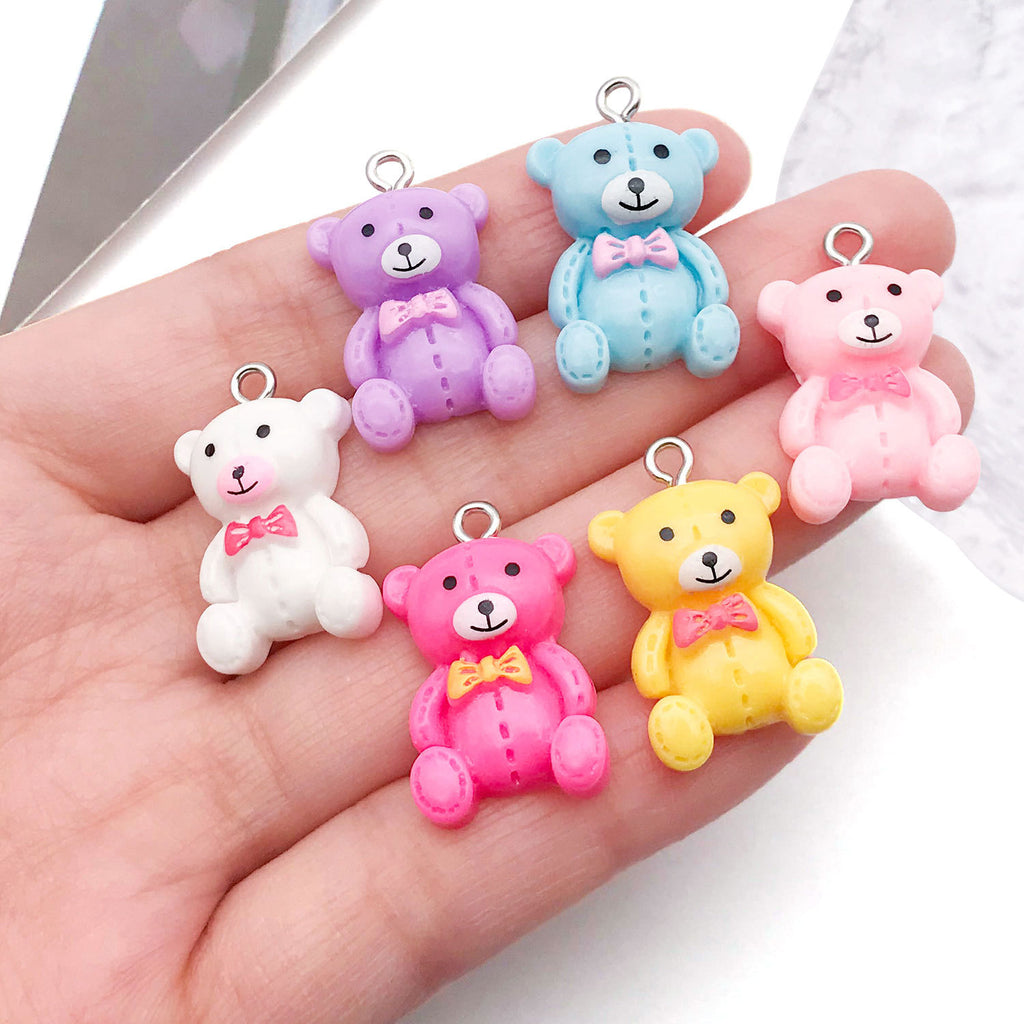 Resin Bow Bear Cream Glue Butterfly charm pendant for DIY necklace bracelet earring keychain