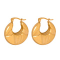 Chunky Embossed Geometric U-Hoop Earrings Gold Steel view 5