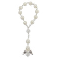 Pearl Rose Bead Angel Wing Decade Bracelet Gold Silver view 6