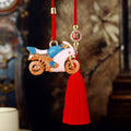 Enamel Motorcycle Rearview Mirror Tassel Car Ornaments in Four Colors view 3
