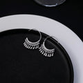 Silver Open C-Hoop with Clear Teardrop Fringe Earrings view 4