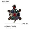 Crystal Turtle Brooch With Dark Metal Shell and Gem Accents view 9