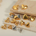 Heart Stud And Hoop Earrings Gold Steel Two-Tone Metal Styles view 2