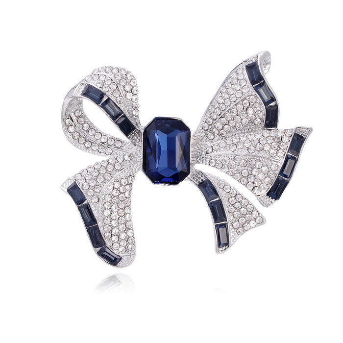 Ribbon Bow Crystal Two Designs Metal Brooch Pin for Jackets and Lapels