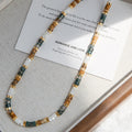 Coffee Green White Gold Heishi Disc Bead Choker Necklace view 2
