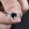 Black Heart Stone Vine Ring In Gold And Silver Tones view 1