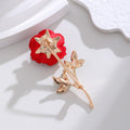 Red Green Rose Enamel Metal Brooch Pin for Jackets and Lapels view 3