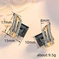 Gold Geometric Wing Square Crystal Stud Earrings Alloy view 4