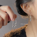 Silver Long Hook Three Dimensional Puppy Dog Charm Earrings view 2
