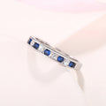 Silver Tone Channel Blue Clear CZ Stacking Ring Sizes 6-10 view 3
