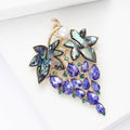 Purple Grape Cluster Brooch with Iridescent Shell Leaves view 4