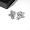 Abstract Crinkled Leaf Pair Statement Stud Earrings view 4