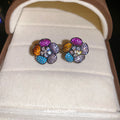 Multicolor Crystal Flower Stud Earrings Fashion Jewelry view 3