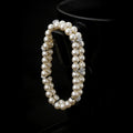 Double Row Pearl Bracelet Crystal Flower Spacers Two view 4