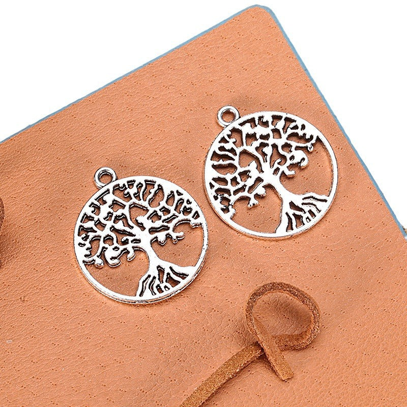 Double-Sided Round Tree of Life Alloy Pendant 25mm