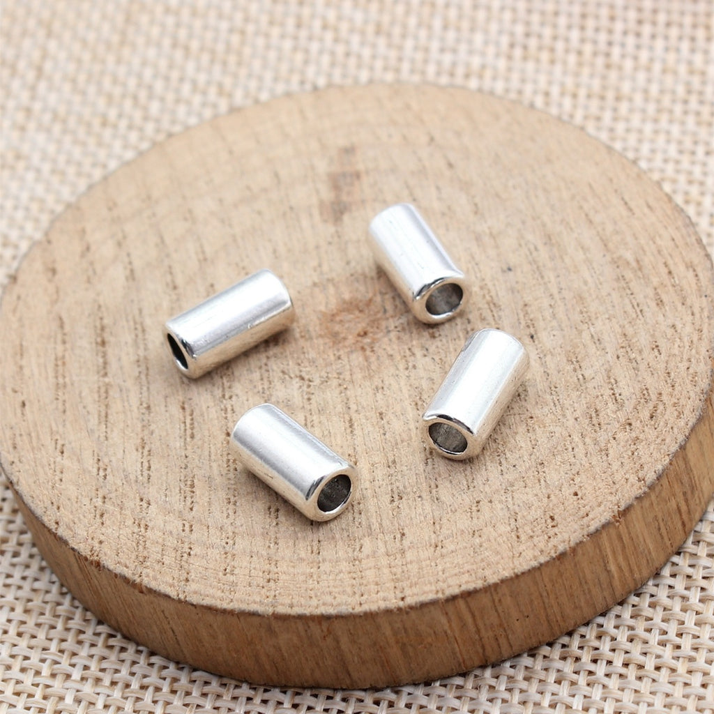 11x5.7x5.7mm 1g Antique Silver Zinc Alloy Smooth Cylinder Tube Spacer Beads for DIY Bracelet Jewelry Making