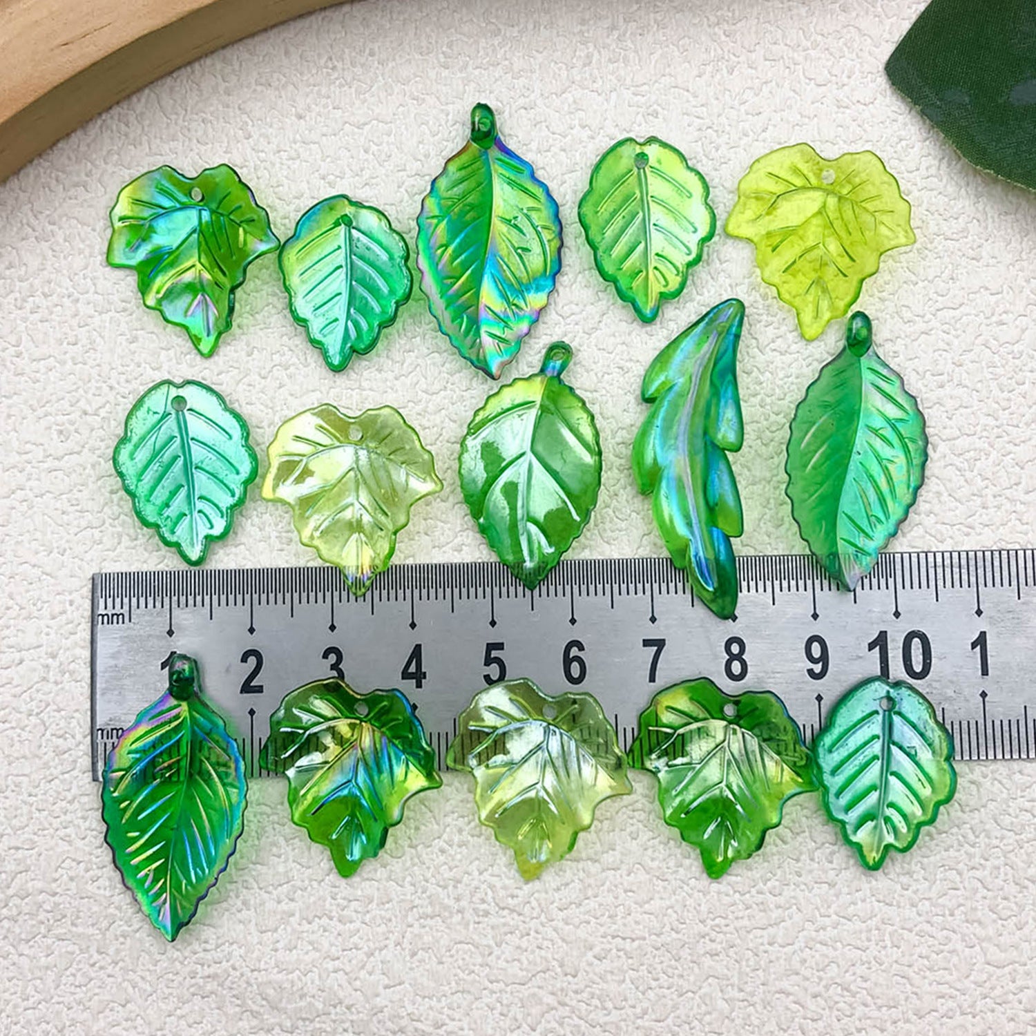 Acrylic Strawberry Leaf Charm Pendants
