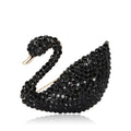Black Crystal Swan Brooch with Curved Neck for Jackets, Coats, and Scarves view 5