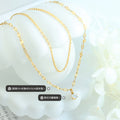 Gold Double Layer Necklace Oval Link Chain CZ Pendant view 2