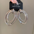 Layered Oval Openwork Drop Earrings in Gold and Silver Tone view 7